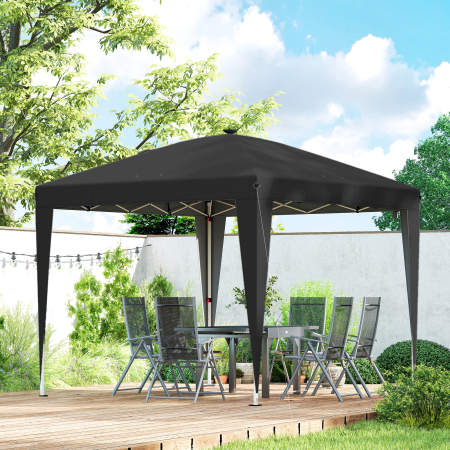  Gazebo 3x3 m Pliabil Pop Up cu inaltime Reglabila, UV50+, Gazebo de Gradina cu Lumina Centrala si USB, Telecomanda, Geanta de Transport, pentru Exterior, Camping, Petreceri, Negru [8]