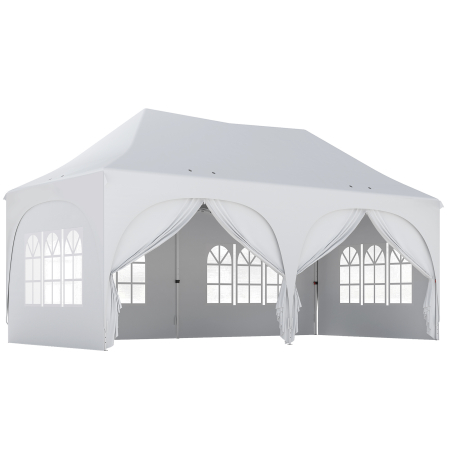 Gradina & balcon -  Gazebo 3x6 m Pliabil Pop Up Reglabil pe inaltime, Gazebo de Gradina cu Pereti Laterali, Saci de Nisip, Geanta de Transport, UV30+, pentru Exterior, Camping, Petreceri, Gri Deschis/Alb