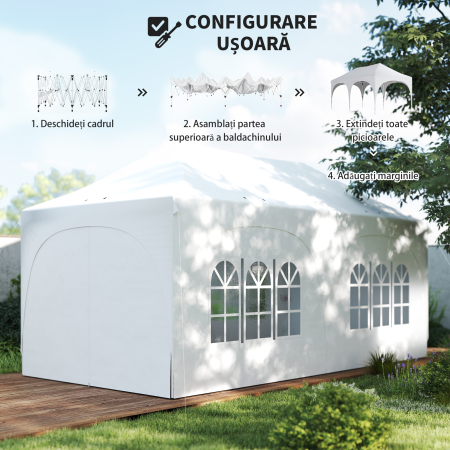  Gazebo 3x6 m Pliabil Pop Up Reglabil pe inaltime, Gazebo de Gradina cu Pereti Laterali, Saci de Nisip, Geanta de Transport, UV30+, pentru Exterior, Camping, Petreceri, Gri Deschis/Alb [7]