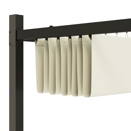  Gazebo Pergola 3x3 m cu Acoperis Retractabil, 8 suruburi si 8 tarusi, din Poliester 180g si Metal, Alb Crem [7]