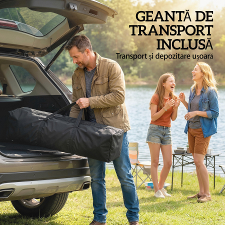  Gazebo pliabil 4x4 m cu 4 plase laterale anti-tantari, acoperis dublu si saci cu nisip, culoare kaki si maro [8]