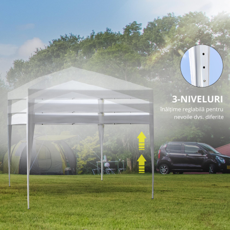 Gazebo Pliabil pentru Gradina  - Alb, 2.95x2.95m, cu Accesorii Incluse [4]
