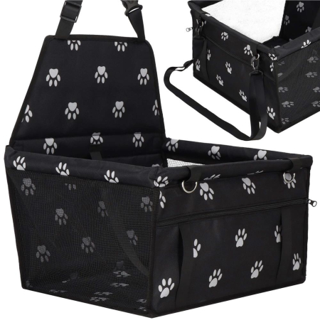 Geanta auto de transport animale de companie, caini si pisci, negru, 40x43x30cm [11]