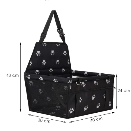 Geanta auto de transport animale de companie, caini si pisci, negru, 40x43x30cm [1]