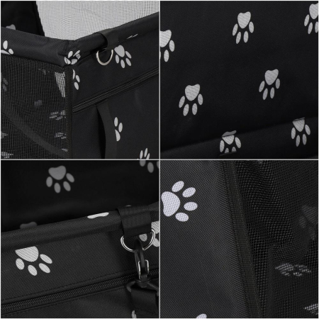 Geanta auto de transport animale de companie, caini si pisci, negru, 40x43x30cm [4]