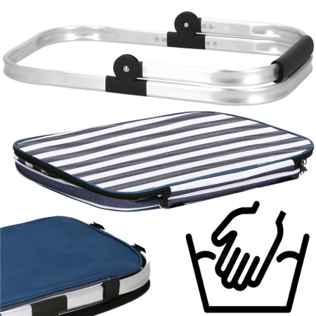 Geanta picnic plaja termoizolanta 28 litri buzunare, design modern, rezistenta, alb albastru [3]