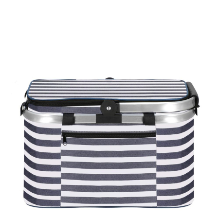 Geanta picnic plaja termoizolanta 28 litri buzunare, design modern, rezistenta, alb albastru [5]