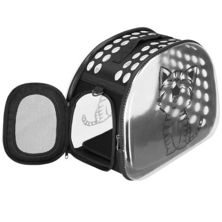 Geanta pentru transport animale de companie pisica sau catel, M, 42x26x32 cm, transparent [1]