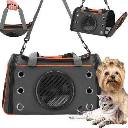 Geanta pentru transport animale mici-medii, pentru caine si pisica, pliabila, 24x48x33 cm, gri [6]