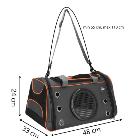 Geanta pentru transport animale mici-medii, pentru caine si pisica, pliabila, 24x48x33 cm, gri [14]