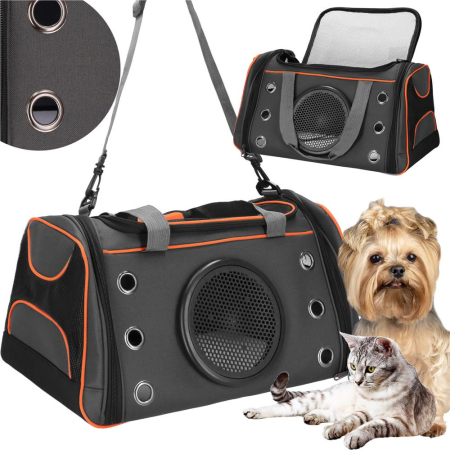 Geanta pentru transport animale mici-medii, pentru caine si pisica, pliabila, 24x48x33 cm, gri [2]