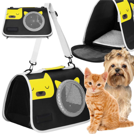Geanta pentru transport animale mici, pentru caine si pisica, pliabila, 24x40x24 cm, negru [3]