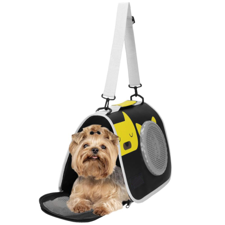 Geanta pentru transport animale mici, pentru caine si pisica, pliabila, 24x40x24 cm, negru [2]