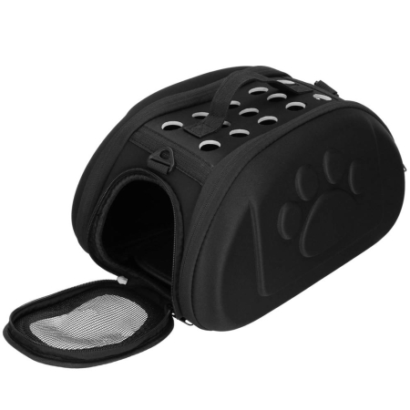 Geanta pentru transport animale mici, pentru caine si pisica, pliabila, curea de umar, 20x35x20 cm, negru [6]