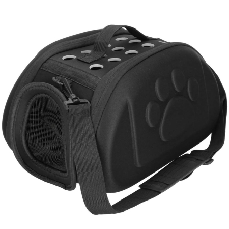 Geanta pentru transport animale mici, pentru caine si pisica, pliabila, curea de umar, 20x35x20 cm, negru [5]