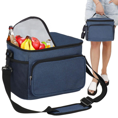 Geanta termoizolanta pentru plaja sau picnic, 11 L, pliabila, 27x19x20,5 cm, albastru [3]