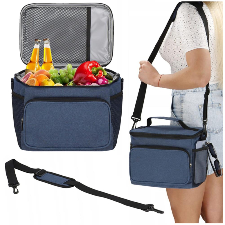 Geanta termoizolanta pentru plaja sau picnic, 11 L, pliabila, 27x19x20,5 cm, albastru [1]