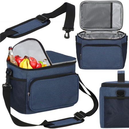 Geanta termoizolanta pentru plaja sau picnic, 11 L, pliabila, 27x19x20,5 cm, albastru [6]