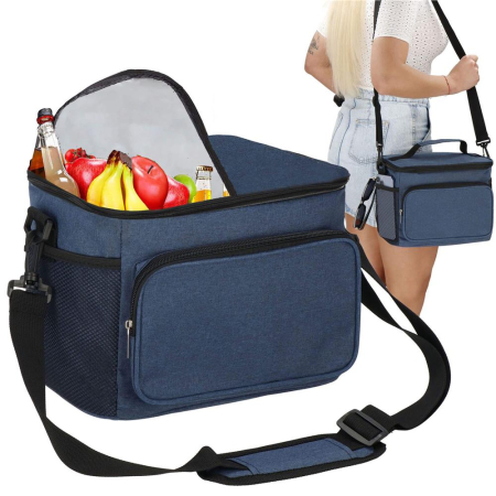 Geanta termoizolanta pentru plaja sau picnic, 11 L, pliabila, 27x19x20,5 cm, albastru [7]