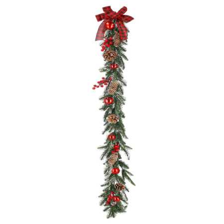 Ghirlanda artificiala decorativa de Craciun, aspect inzapezit, 150 cm, ace 3D, verde [15]