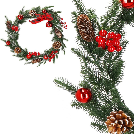 Ghirlanda artificiala decorativa de Craciun, aspect inzapezit, 150 cm, ace 3D, verde [6]