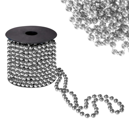 Ghirlanda de margele pentru bradul de Craciun, 10 metri, argintiu [1]