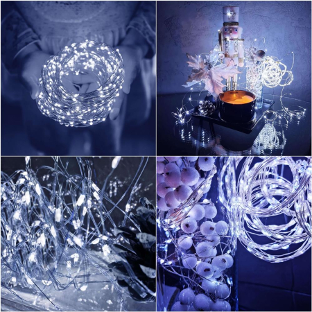 Ghirlanda luminoasa cu incarcare solara, 200 LED-uri, 22 metri, 8 functii, alb rece [8]