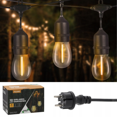 Ghirlanda luminoasa decorativa pentru exterior, alimentare la priza, 10 metri, 10 becuri LED cu iluminare calda 3000K, IP 44 [3]