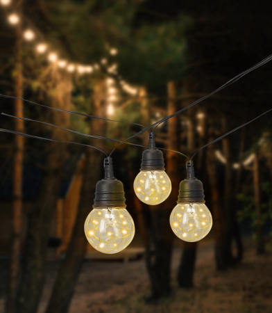 Ghirlanda luminoasa decorativa pentru exterior, alimentare la priza, 10 metri, 10 becuri LED cu iluminare calda 3000K, IP44 [3]