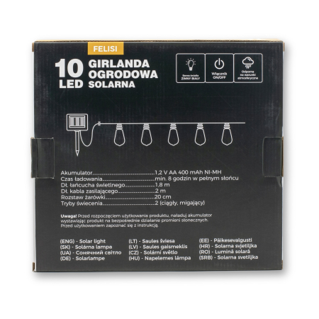 Ghirlanda luminoasa, LED, model Felisi, 10 becuri, 380cm, incarcare solara, lumina alb multicolor [6]