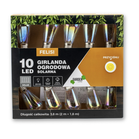 Ghirlanda luminoasa, LED, model Felisi, 10 becuri, 380cm, incarcare solara, lumina alb multicolor [5]