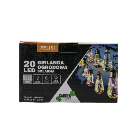 Ghirlanda luminoasa, LED, model Felisi, 20 becuri, 580cm, incarcare solara, lumina alb multicolor [5]