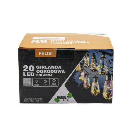 Ghirlanda luminoasa, LED, model Felisi, 20 becuri, 580cm, incarcare solara, lumina alb multicolor [4]