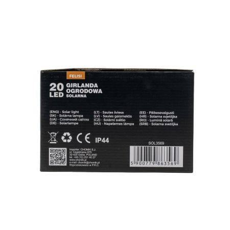 Ghirlanda luminoasa, LED, model Felisi, 20 becuri, 580cm, incarcare solara, lumina alb multicolor [6]