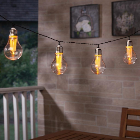 Decoratiuni si articole casa - Ghirlanda luminoasa, LED, model Hemma, 10 becuri, 380cm, incarcare solara, lumina alb cald