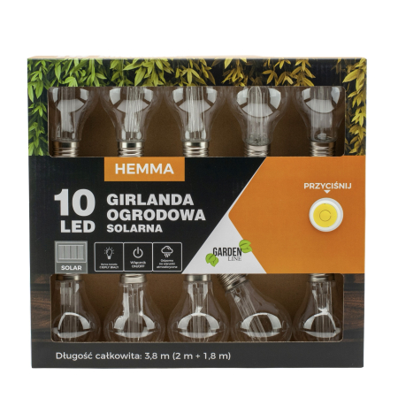 Ghirlanda luminoasa, LED, model Hemma, 10 becuri, 380cm, incarcare solara, lumina alb cald [5]