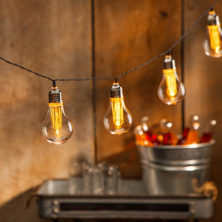 Ghirlanda luminoasa, LED, model Hemma, 10 becuri, 380cm, incarcare solara, lumina alb cald [1]