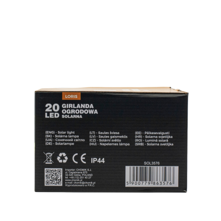 Ghirlanda luminoasa, LED, model Loris, 20 becuri, 580cm, incarcare solara, lumina alb multicolor [4]