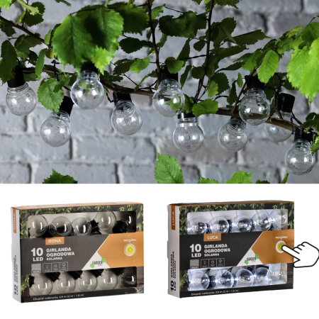 Ghirlanda luminoasa, LED, model Luca, 10 becuri, 380cm, incarcare solara, lumina alb rece [1]