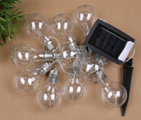 Ghirlanda luminoasa, LED, model Moza, 10 becuri, 380cm, incarcare solara, lumina alb cald [6]