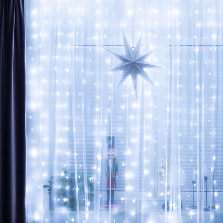 Ghirlanda luminoasa tip perdea 200 LED-uri, 2x2m, pentru interior, alimentare USB, alb [12]