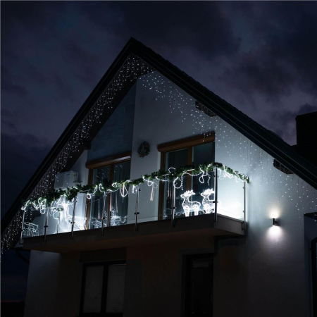 Ghirlanda luminoasa tip perdea 300 LED-uri, 12m, pentru interior/exterior, cu flash, iluminare alba [22]