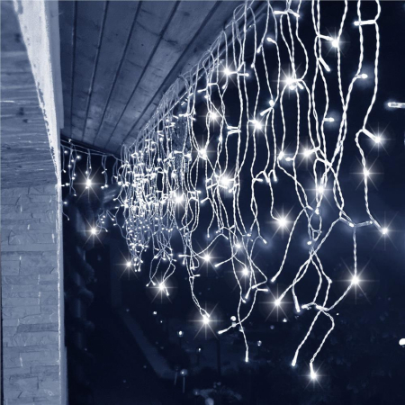 Ghirlanda luminoasa tip perdea 300 LED-uri, 12m, pentru interior/exterior, cu flash, iluminare alba [11]