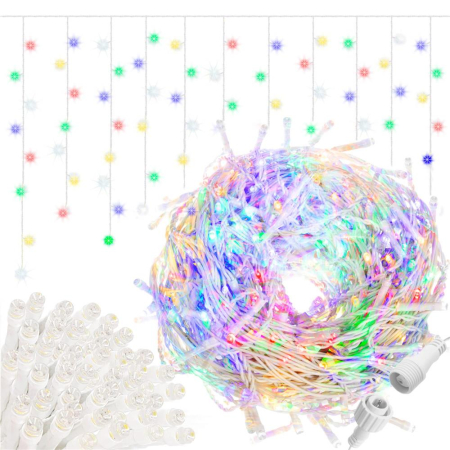 Ghirlanda luminoasa tip perdea cu flash 500 LED-uri, 20m, pentru interior/exterior, iluminare multicolora [8]