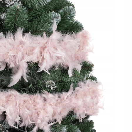 Ghirlanda pentru decor sau bradul de Craciun, model puf si pene, roz, 180cm [7]