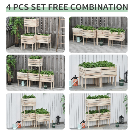  Ghiveci de Gradina Ridicat cu 4 Ghiveci pentru Plante de 50x30x60cm din Lemn [3]