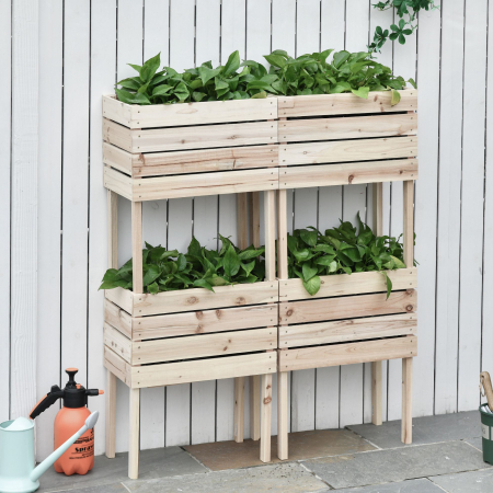  Ghiveci de Gradina Ridicat cu 4 Ghiveci pentru Plante de 50x30x60cm din Lemn [1]