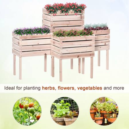  Ghiveci de Gradina Ridicat cu 4 Ghiveci pentru Plante de 50x30x60cm din Lemn [6]
