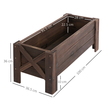  ghiveci din lemn pentru plante, 100x36.5x36 cm, maro [2]