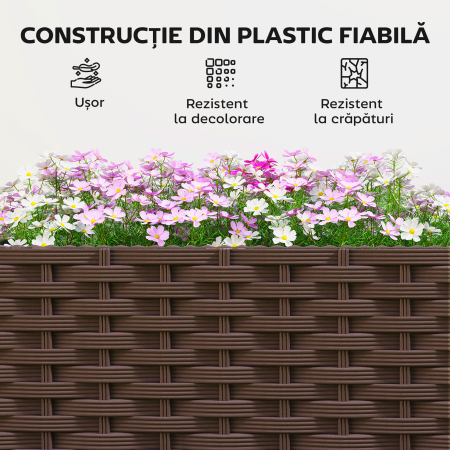  Ghiveci inaltat din Plastic 85L, Ghiveci de Gradina Mobil cu Roti Blocate, Sistem de Autoirigare si Drenaj, Ideal pentru Plante Aromatice, Legume si Flori, Maro [6]